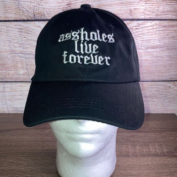 Linda Finegold Aholes Live Forever Cap Black Adjustable Hat - Picture 1 of 10